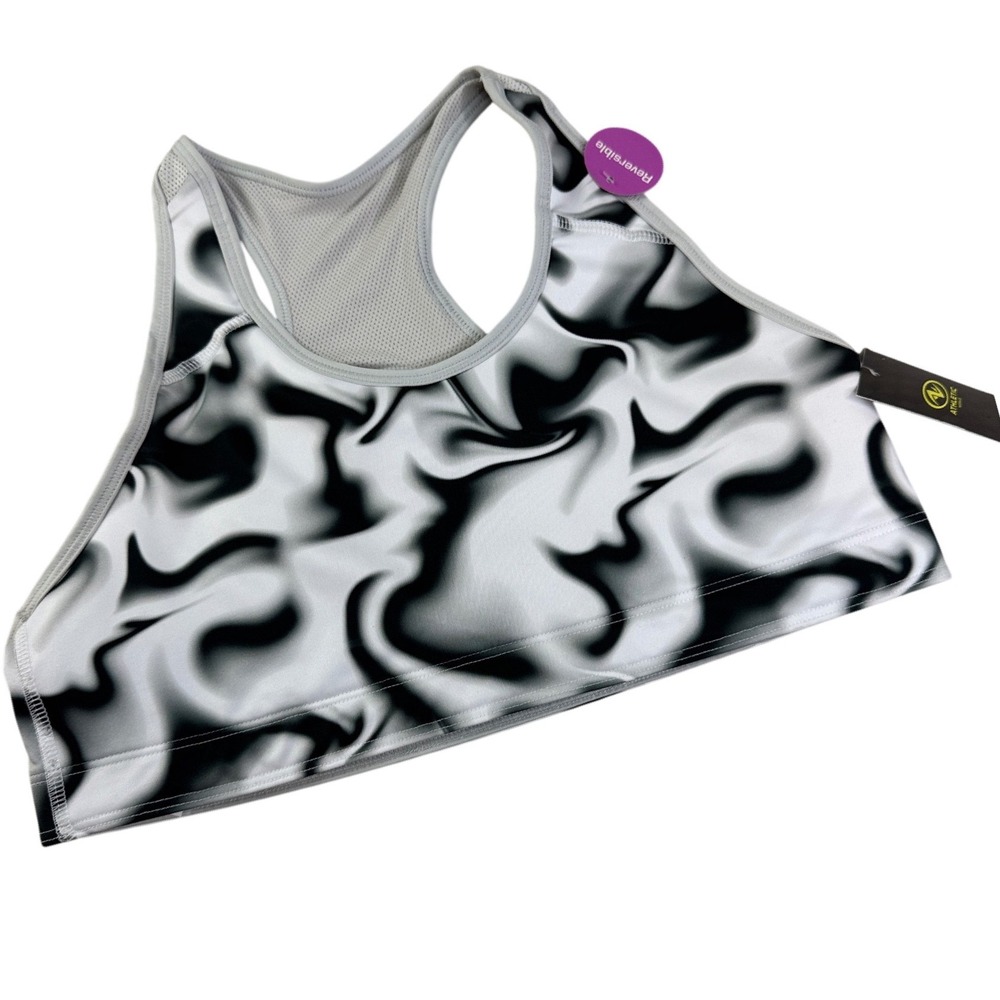 Athletic Works Reversible Sports Bra XXL Black White Marble Swirl Racerbackโ NEW